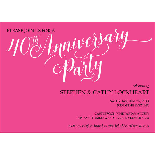 Script 40th Anniversary Party Invitations
